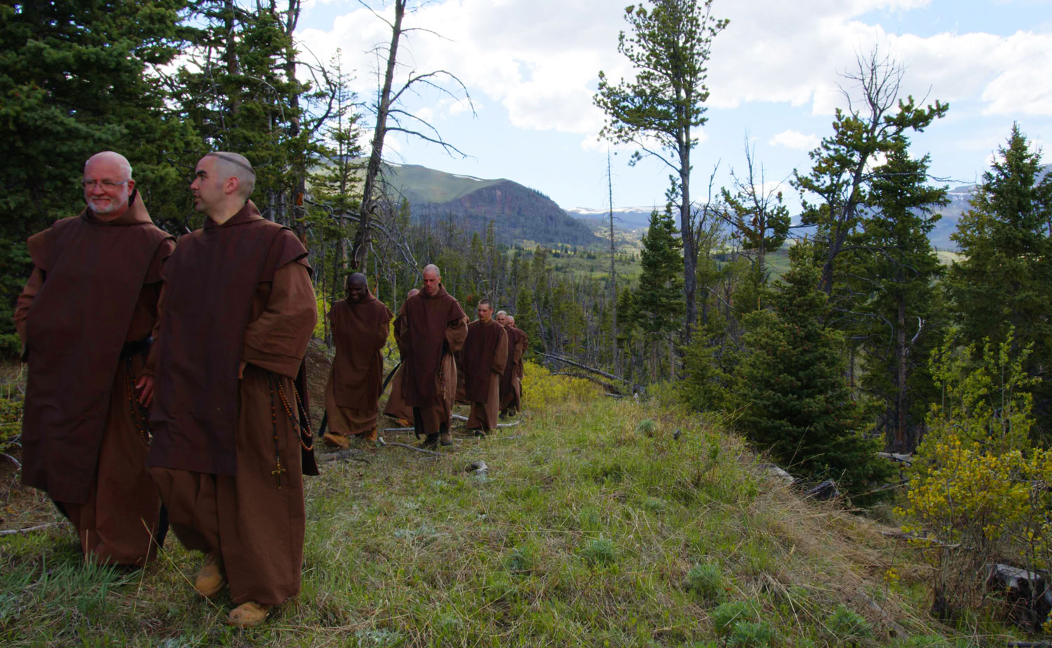 Monks on a recreation hike.